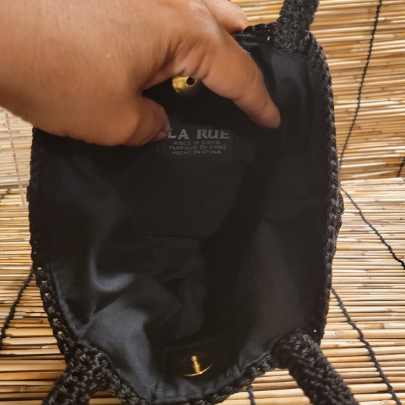 Vintage La Rue Mini Lined Crocheted Black Women's Bag - Picture 2 of 5